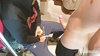 Locker room twink blowjob