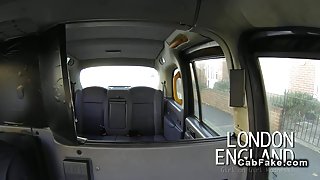 British lesbian amateurs licking in fake taxi