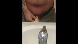 Ftm fun with dildo in bathroom