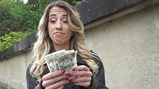 Stunning French tourist gets paid for some POV screwing