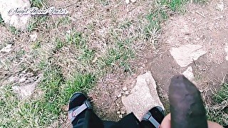 Outdoor BBC Pissing With Help Of Stranger Slut Girl.