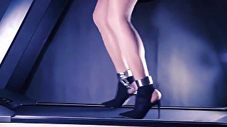Asian Chained Treadmill Walking in Heels