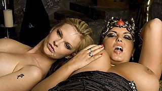 Big boobed bimbos jasmine black and tarra white suck and fuck in costumes