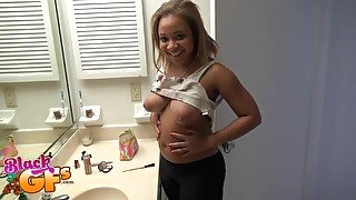 Busty ebony blonde MILF Mandy Rivers gets cum on her huge tits