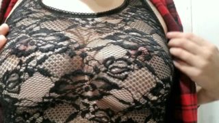 Breast massage through lace shirt