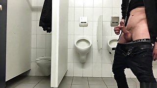 Pissing in the men's room NOT in the urinals - but first a bit of dick fun