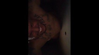 Gloryhole meetup Sexy tattoo muscle guy giving you a show while he gets his cock sucked through hole