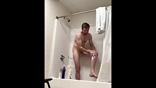 Otter in Water - Episode Seven - Showering While Stroking His Hard White Dick - Wanting to Cum