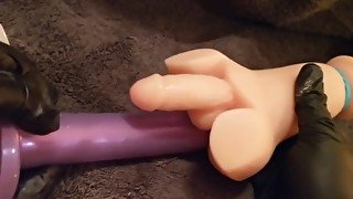 Sex Toy Doll Fingering and Dildo Penetration Stomach Bulging