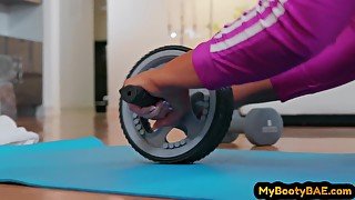 Bigbooty yoga MILF fucked in doggystyle by personal trainer