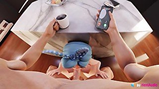 Annie BJ while her husband calling (3d animation with sound)