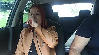 Records herself touching herself in the car