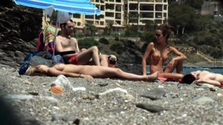 Public outdoor sex on the beach by private couple