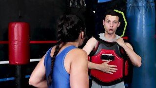 Kickboxer shows strength during training and passion during sex