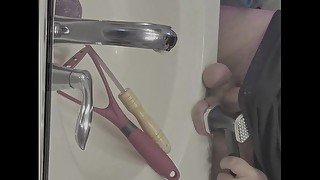 beat my cock and balls in chastity bag, then tenderize testicle with meat tenderizer