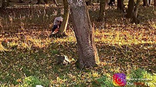 Stepsister caught me filming her while she's pissing in the woods -girl peeing in woods while hiking