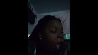 Ebony sucking dick like she love it