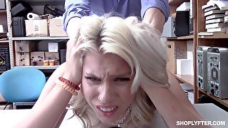 Blonde teen Chanel Grey fucked roughly doggy style in the office