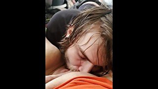 Long haired stud sucks and licks my pussy