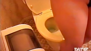 Solo spy cam shooting blonde Asian orgasm on the toilet