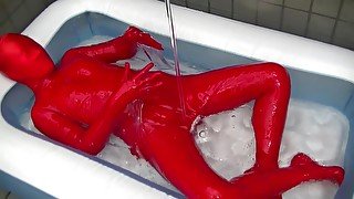 Miraidouga - Lotion Large Amount Bukkake Zentai Masturb