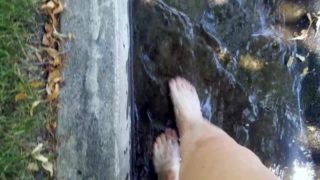 Bare Feet Walking in Cool Water Flowing Down Gutter, ASMR Muse, SFW