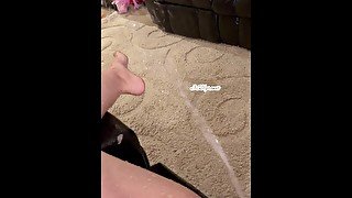 Naughty Pissing Babysitter Peeing On Carpet Soaks Couch Desperation Wetting Fetish