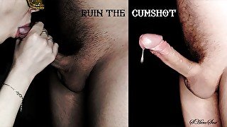 Blowjob and handjob with ruined orgasm