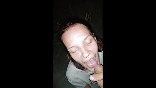 Redhead did a blowjob in the dark