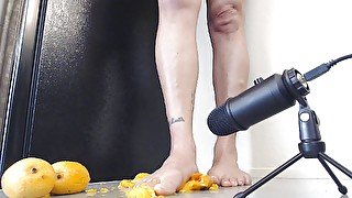 ASMR mango barefoot compression