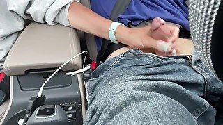 Jerking daddy’s cock in the car