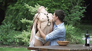 Beautiful anal sex in the garden with charming babe Nicole Pearl