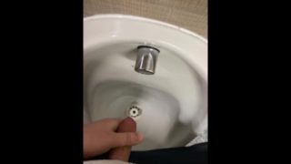 Cruising In public toilets wanking my dick with big cumshot 