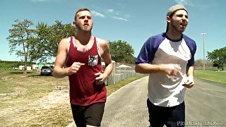 after workout Toby Springs and Chandler Scott enjoy gay fuck without mercy