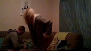 European amateur couple has fun at home. Homemade video.