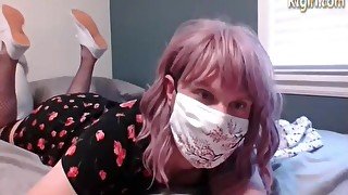 Petite Trans Cutie In Glasses Plays With Her Cock And Asshole On Webcam