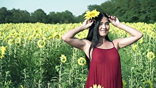 asian sunflower in the hay - erotic video