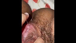 Late night hairy pussy stimulation