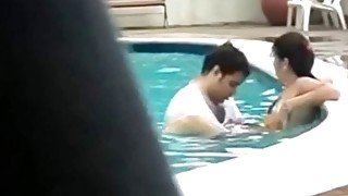 Mexican Couple Fucking in Publc Pool.