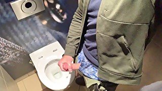 Jerking off in the train station toilet