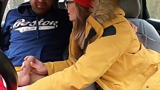 FAN REQUEST intense sex in public forest in yelow jacket amateur couple Dom and Pat