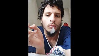 Smoking only face Fetish, Bearded man smoking