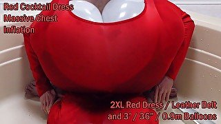 WWM - Massive Chest Red Dress Inflation