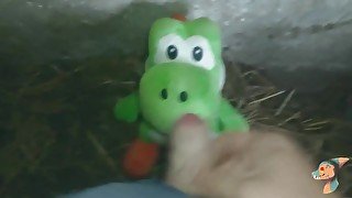 I'm playing with Yoshi dinosaur in the stable