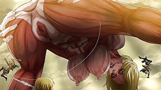 Anne female Titan shows her beautiful pussy and big boobs attack on Titan Hentai anime uncensored