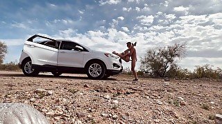 Almost Caught Having Rough Sex in the Desert Next to the Road