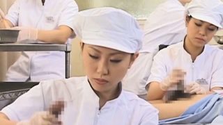 Japanese nurse slurping cum out of horny pecker