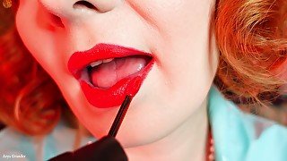 Lipstick process: ASMR sfw video (Arya Grander) red lips and braces