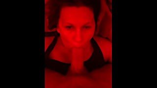 Red room bondage with step mom sucking huge dick, spanking and tied up with screaming orgasms