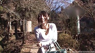 POV video of gorgeous Japanese hottie having outdoors sex. HD